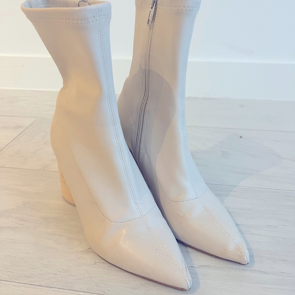 White heeled boots